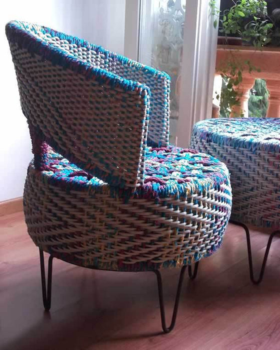 Colorful tyre furniture by The Retyrement Plan