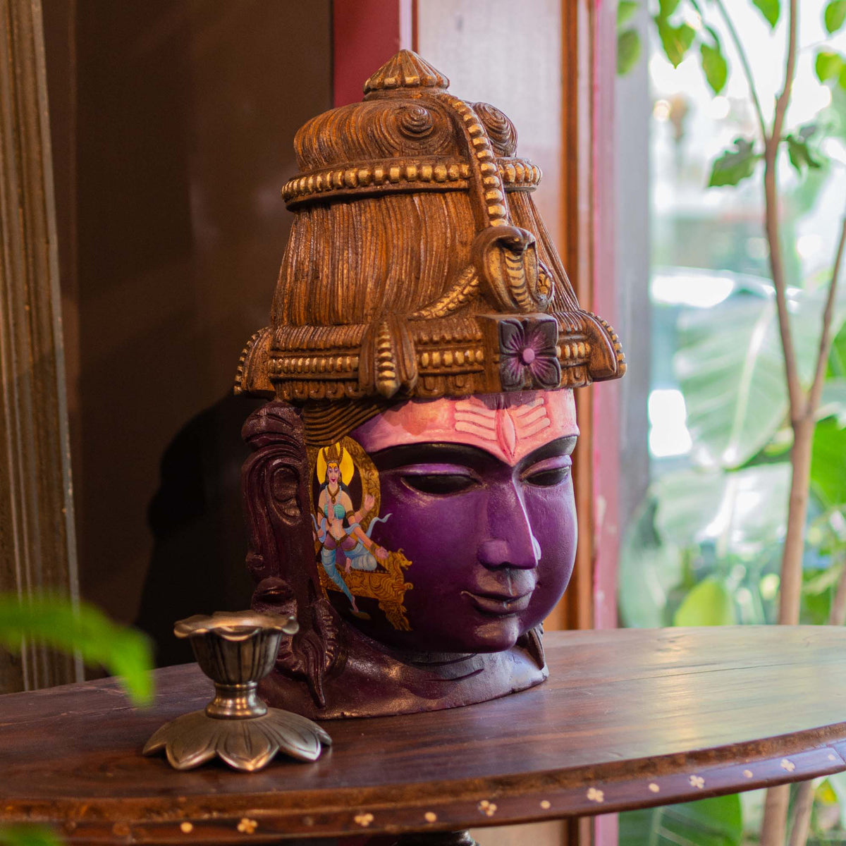 Buy Sculptures & Statues Shiva Mask Parvati Purple Shop at The