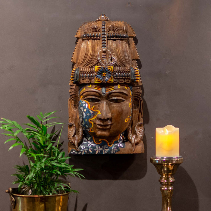 Shiva Mask Mirror work Wall Mounted