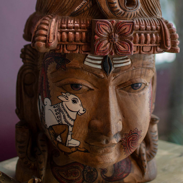 Shiva Mask With Nandi Painting - 18 Inches