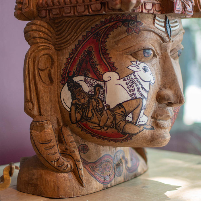 Shiva Mask With Nandi Painting - 18 Inches
