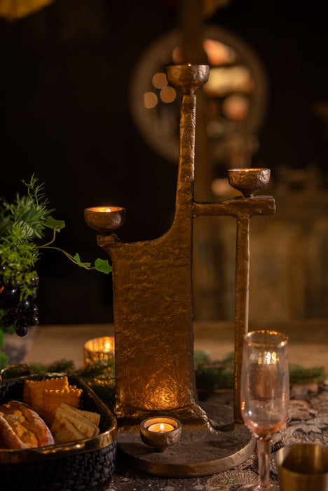 Nuru Brass Antique Candle Stand