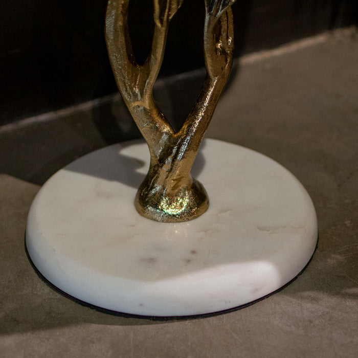 Analin Drink Table Gold Antique With White Marble Top