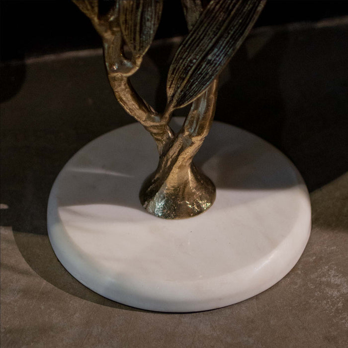Analin End Table Gold Antique With White Marble Top