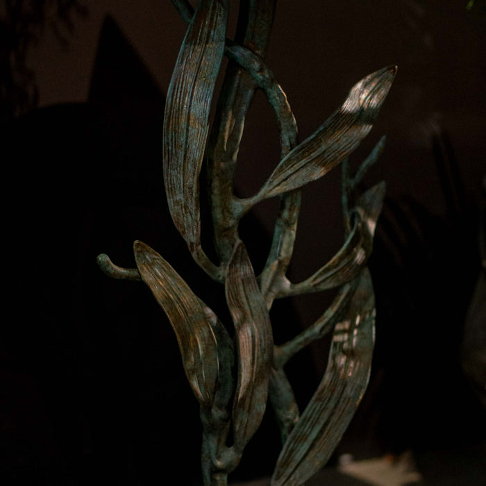 Analin End Table Blue And Green Patina With Black Granite Top