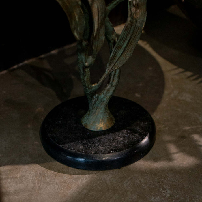 Analin End Table Blue And Green Patina With Black Granite Top