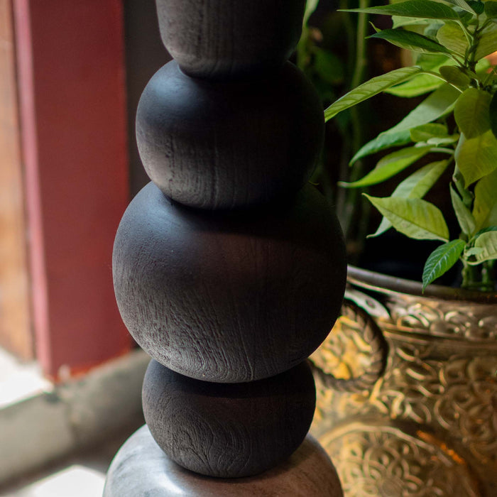 Sora End Table Walnut Sand Blast Wooden And Grey Marble Base