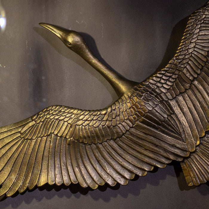 Crane In Flite Wall Decor - Antique Gold