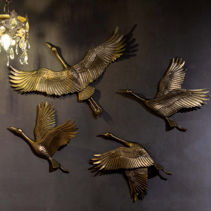 Crane In Flite Wall Decor Antique Gold Medium