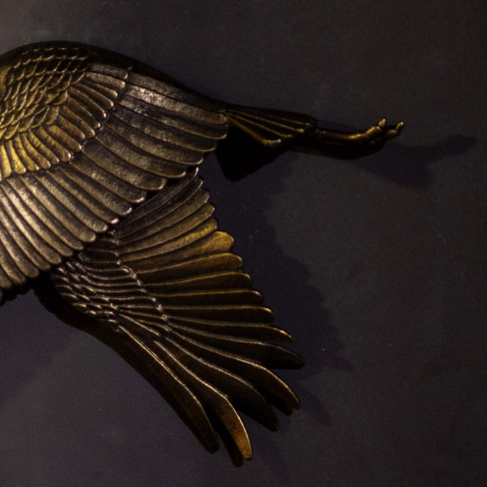 Crane In Flite Wall Decor - Antique Gold