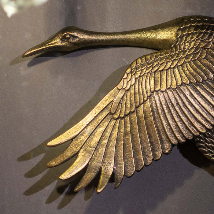 Crane In Flite Wall Decor - Antique Gold