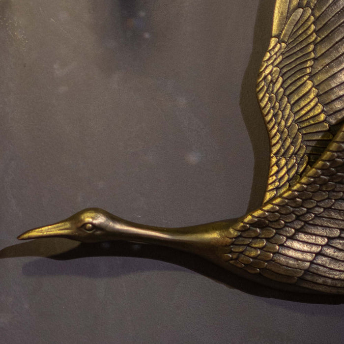 Crane In Flite Wall Decor - Antique Gold