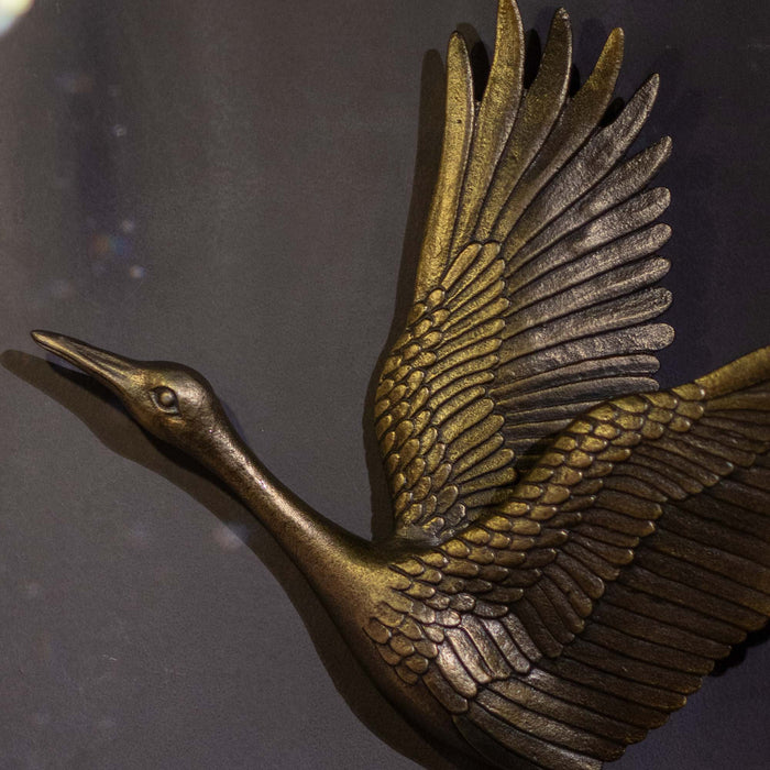 Crane In Flite Wall Decor Antique Gold Small