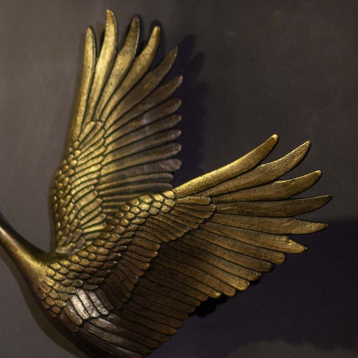 Crane In Flite Wall Decor Antique Gold Small