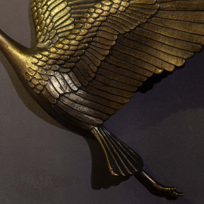 Crane In Flite Wall Decor Antique Gold Small