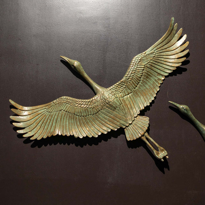 Crane In Flite Wall Decor Blue And Green Patina