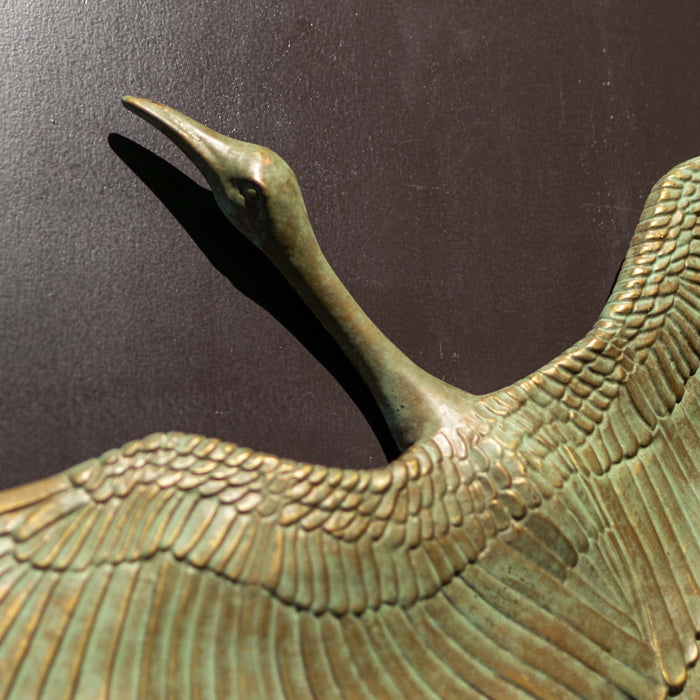 Crane In Flite Wall Decor Blue And Green Patina