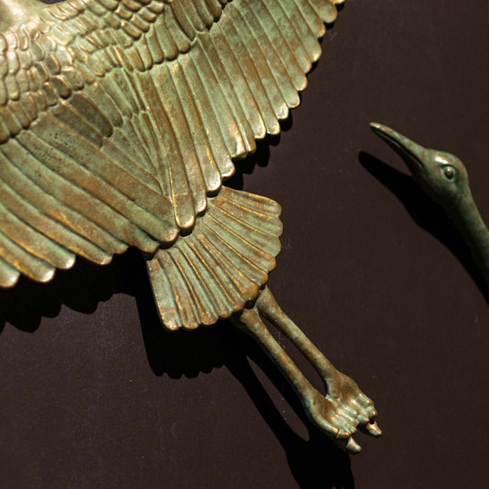 Crane In Flite Wall Decor Blue And Green Patina