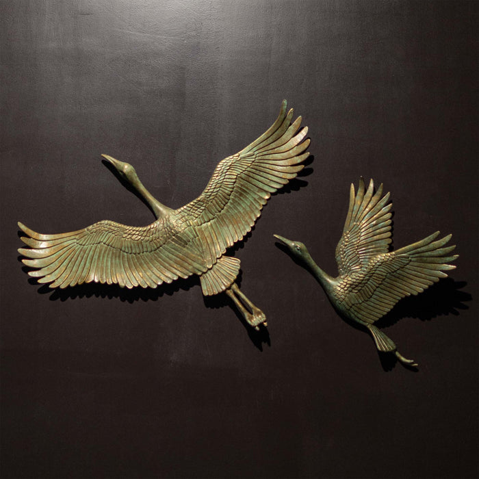 Crane In Flite Wall Decor Blue And Green Patina