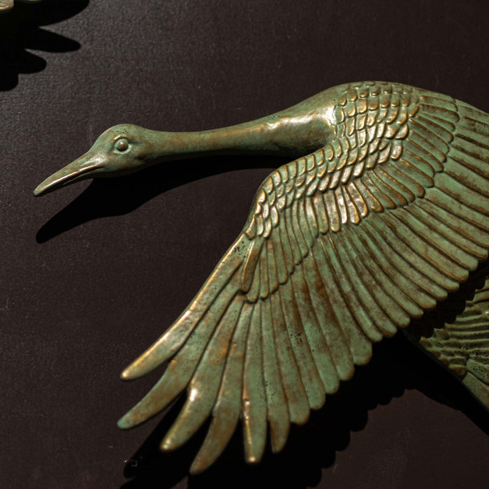 Crane In Flite Wall Decor Blue And Green Patina