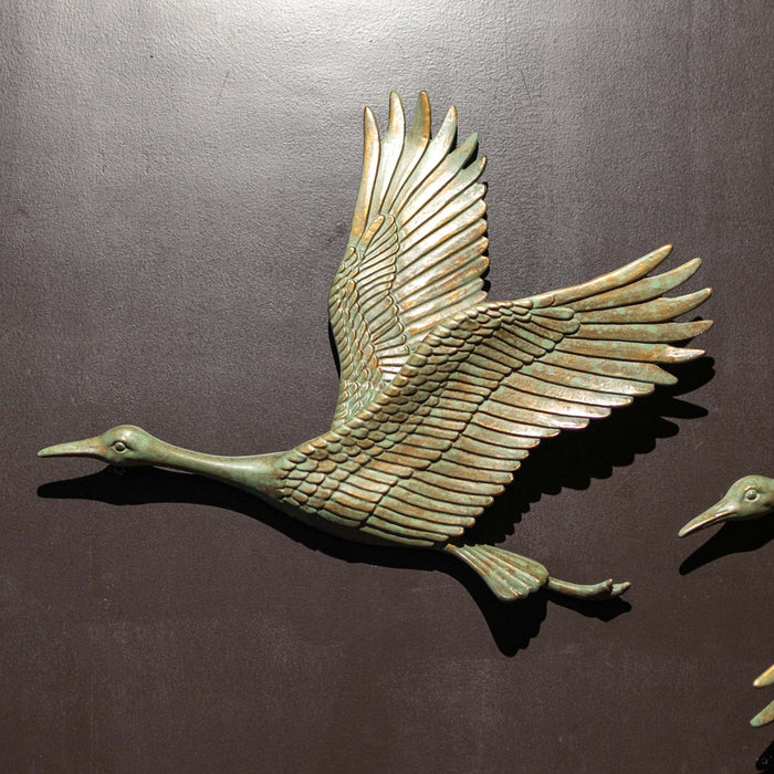 Crane In Flite Wall Decor Blue And Green Patina