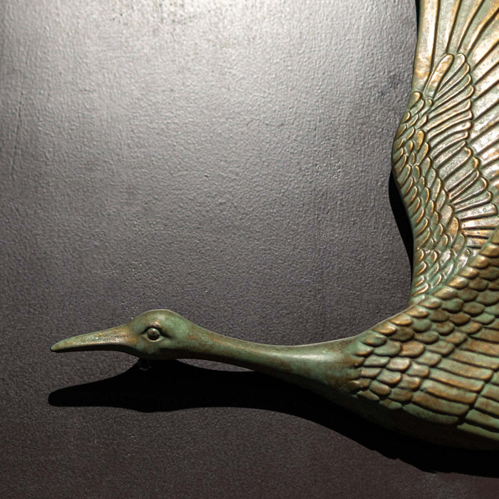 Crane In Flite Wall Decor Blue And Green Patina