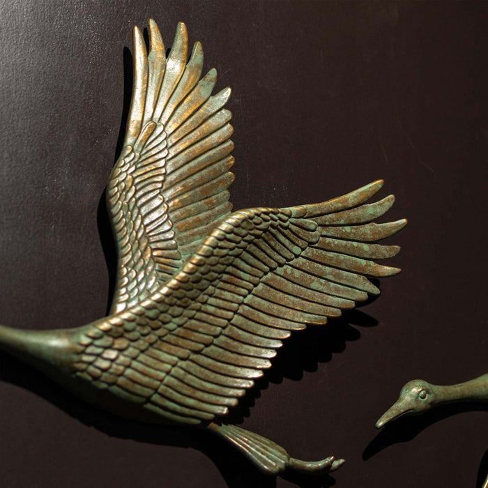 Crane In Flite Wall Decor Blue And Green Patina