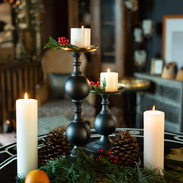 Beni Candle Stand Gold With Black Antique