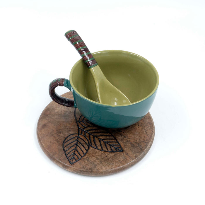 Soup Cup Saucer and Spoon - Cane