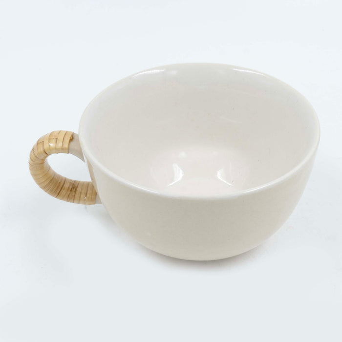 Soup Cup Saucer and Spoon - Natural cane