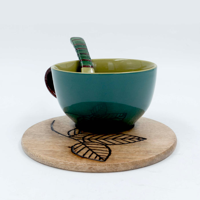 Soup Cup Saucer and Spoon - Cane