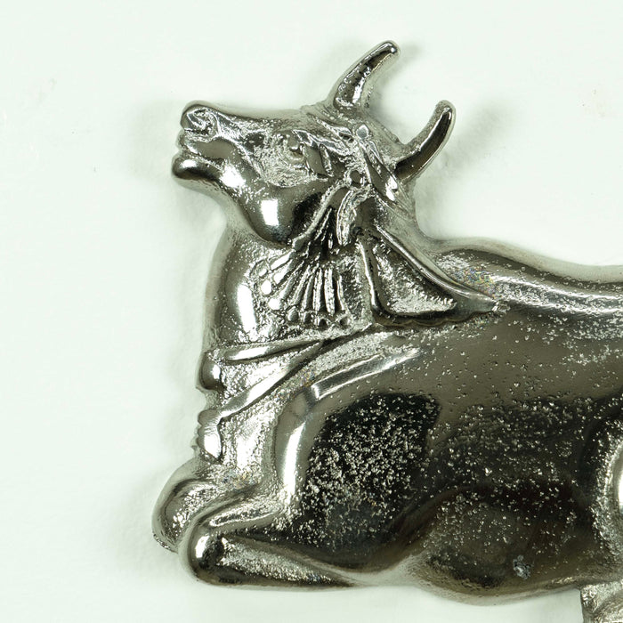 Pichwai Seated Nandi Wall Decor - Nickel