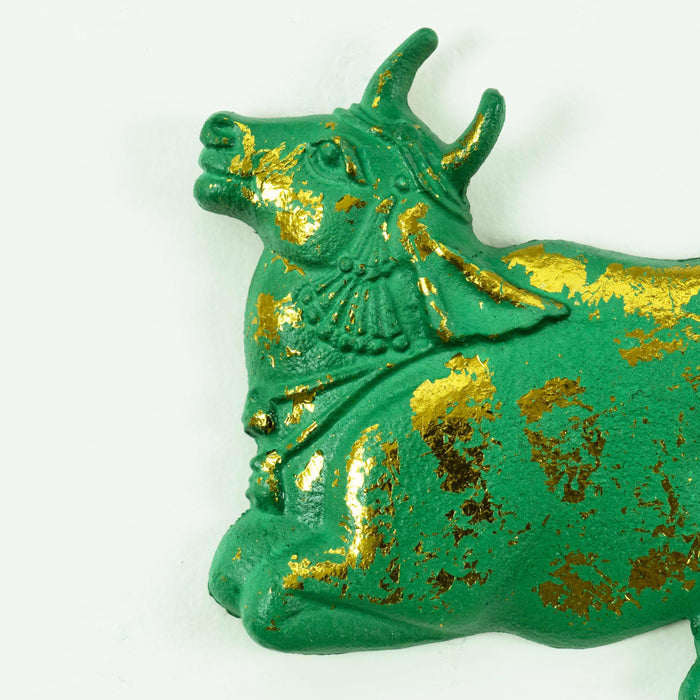 Pichwai Seated Nandi Wall Decor - Platina