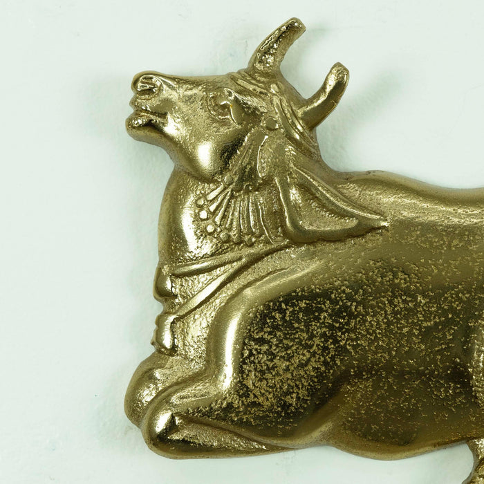 Pichwai Seated Nandi Wall Decor - Gold