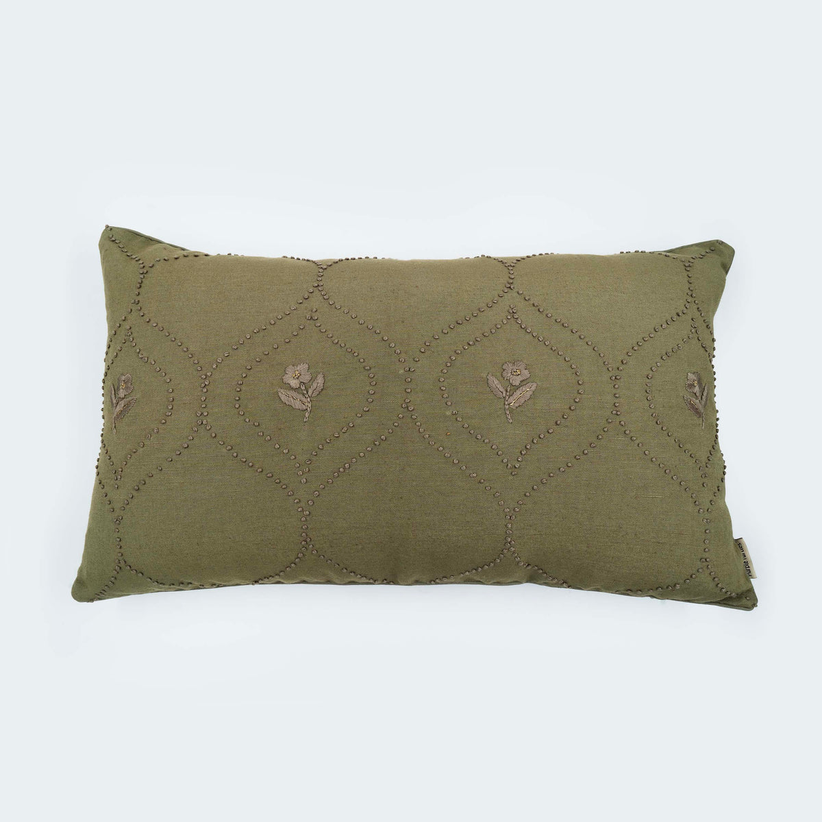Buy Cushion Covers Nayantara Floral Elegance Olive Gold Cushion Cover