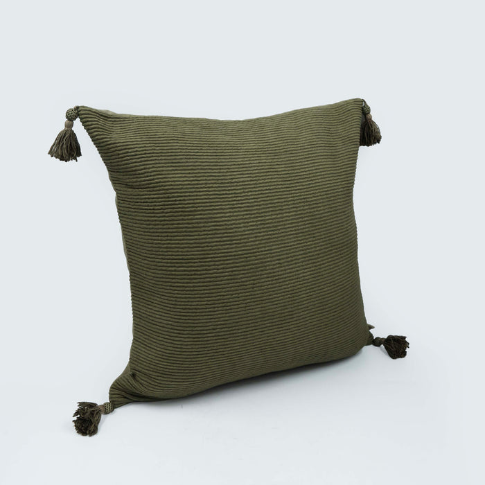 Nayantara Ribbed Verde Cushion Cover