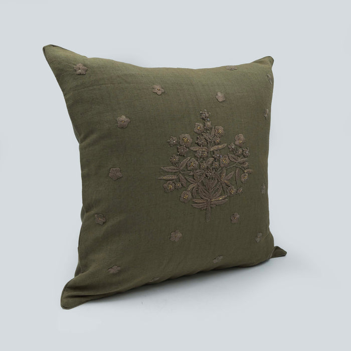 Nayantara Olive Gold Cushion Cover