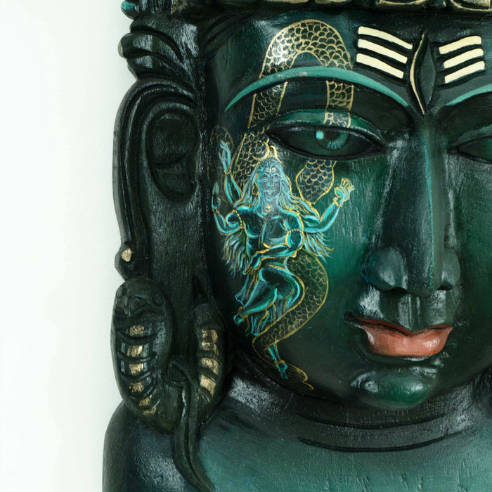 Shiva Mask Green Samharam Wall Mounted
