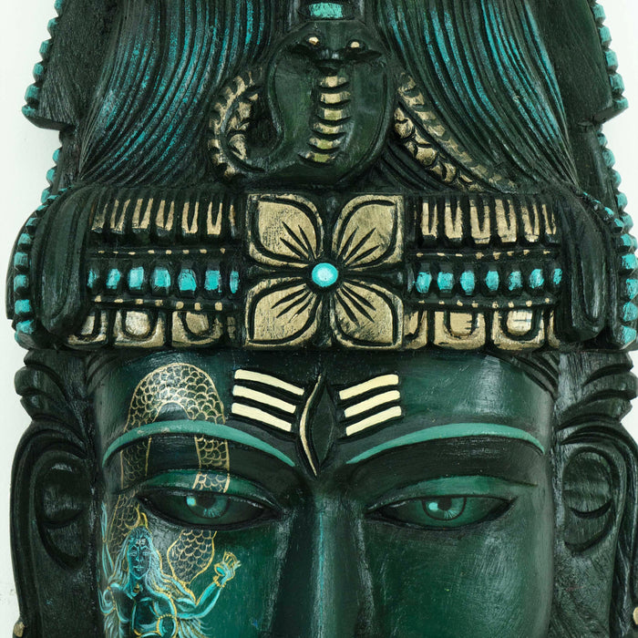 Shiva Mask Green Samharam Wall Mounted