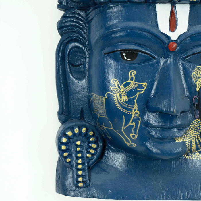 Vishnu Mask Blue and Gold Wall Mounted