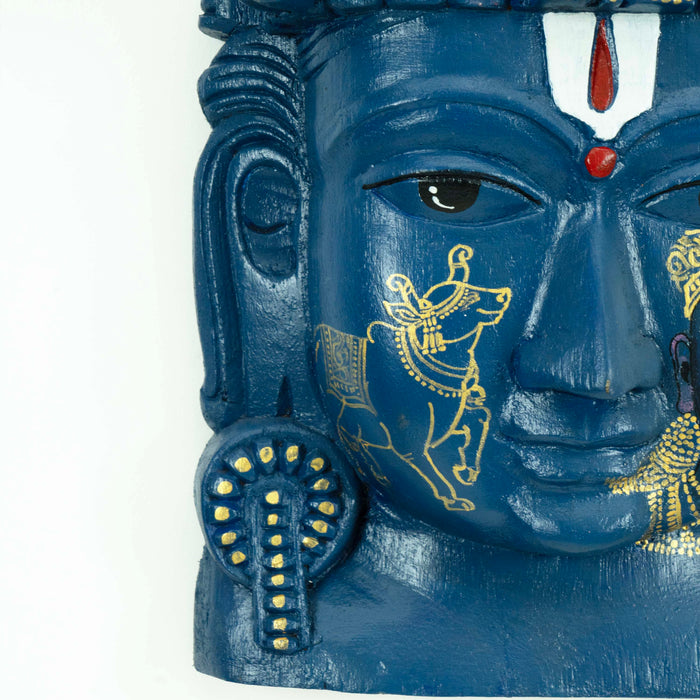 Vishnu Mask Blue and Gold Wall Mounted