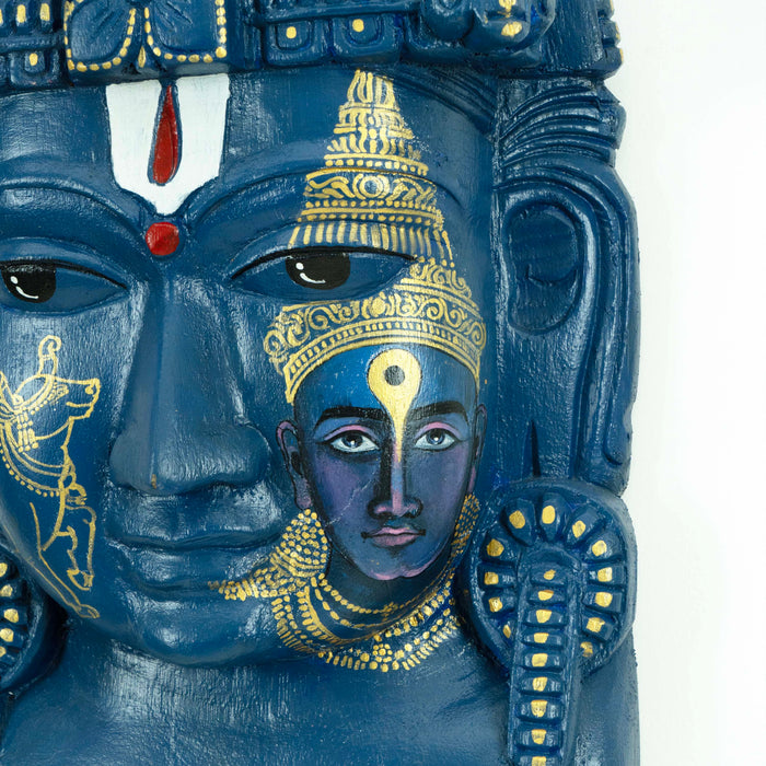 Vishnu Mask Blue and Gold Wall Mounted