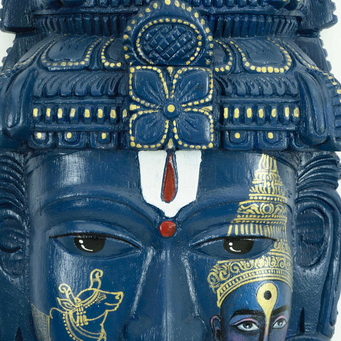 Vishnu Mask Blue and Gold Wall Mounted