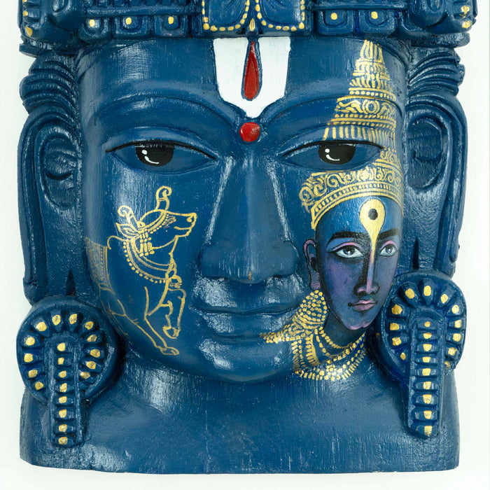 Vishnu Mask Blue and Gold Wall Mounted