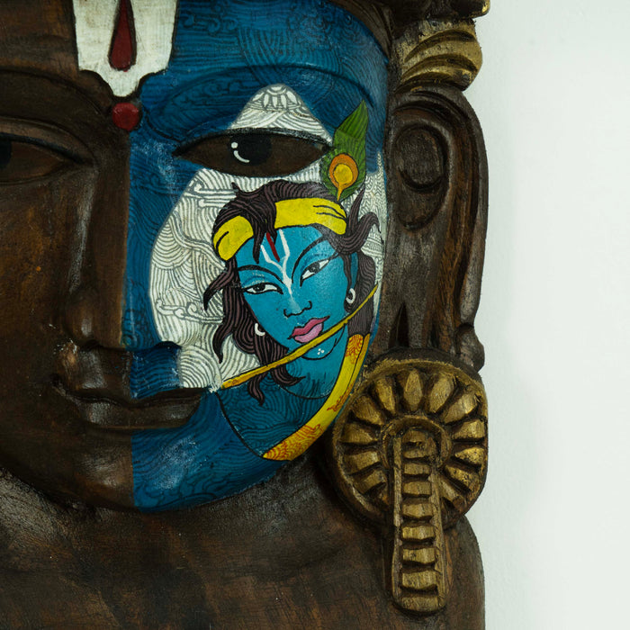 Vishnu Mask Krishna Yellow Headband Wall Mounted