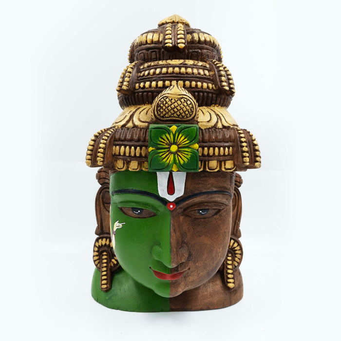 Vishnu Mask Green and Cream Krishna Radha Table Top