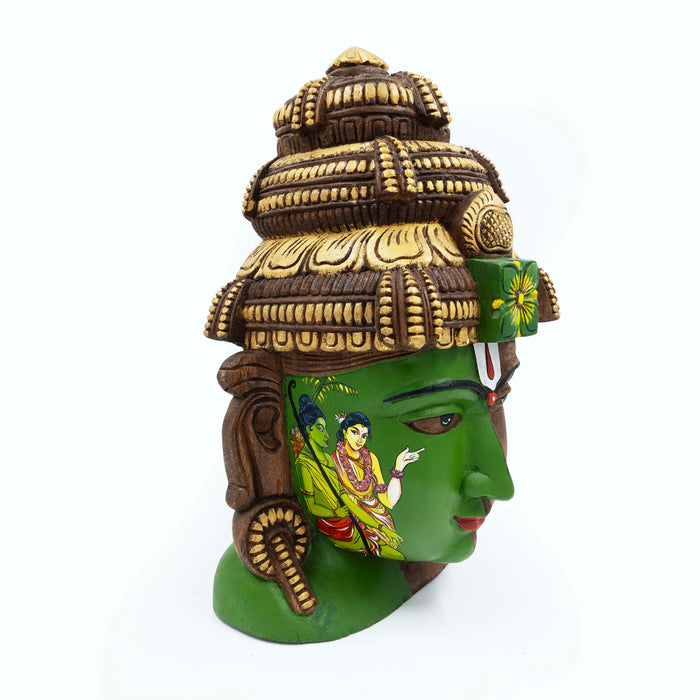 Vishnu Mask Green and Cream Krishna Radha Table Top