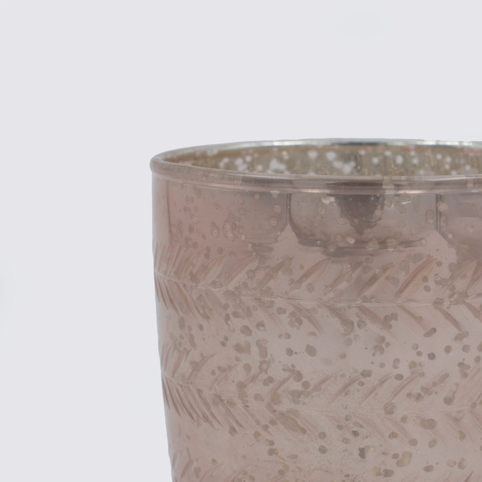 Dyuti Cutwork Votive Pink Glass