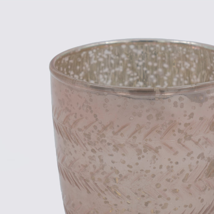 Dyuti Cutwork Votive Pink Glass