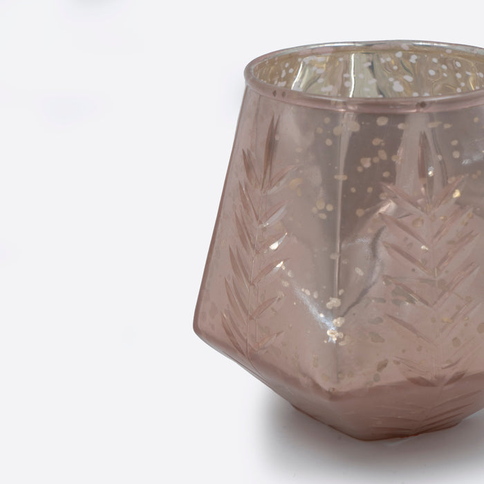 Kalpa Etched Votive Pink Glass